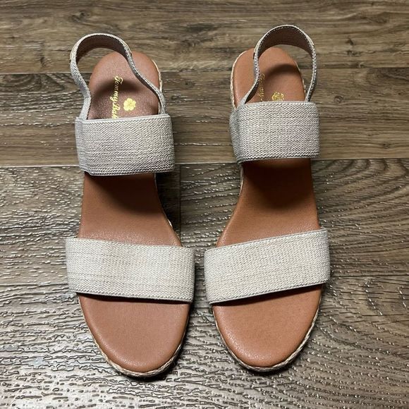 Tommy Bahama Women's Sakura Wedge‎ Sandals Strappy Tan 9M - Picture 1 of 10